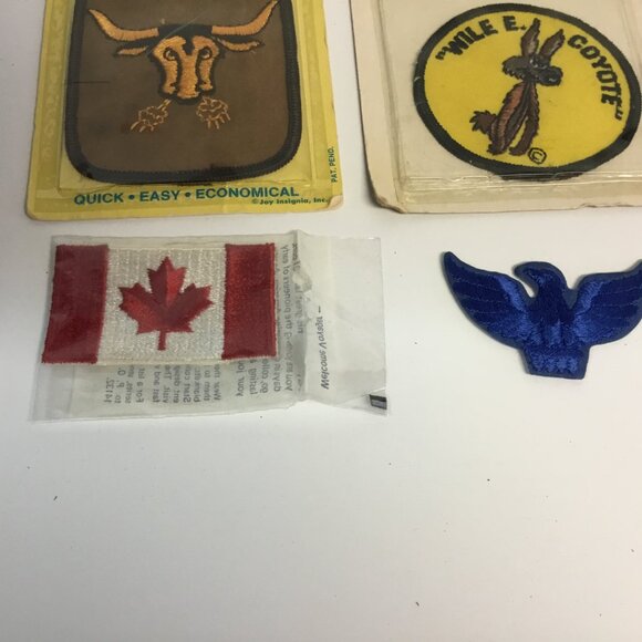 VTG Lot of Joy Patches Iron-On Sew Jean Patches Eagle Bull 70's Post Cards NOS - Picture 6 of 9